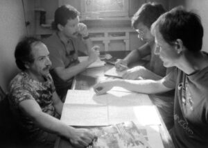 Marty Klein, Joseph Zarzynski, Garry Kozak and vince Capone searching for shipwrecks in Lake Champlain. Photo Courtesy of Pat Meaney